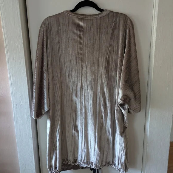 Zara Medium Beige Velvet Oversized Shirt - Picture 4 of 5